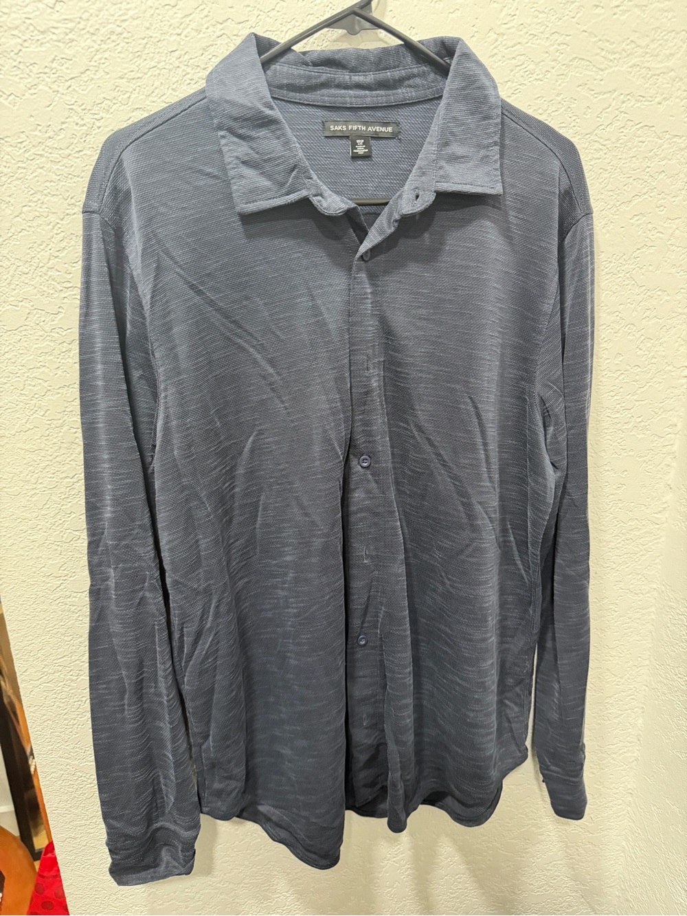 Saks Fifth Avenue Men's Long Sleeve Polo Shirt - Slate Blue